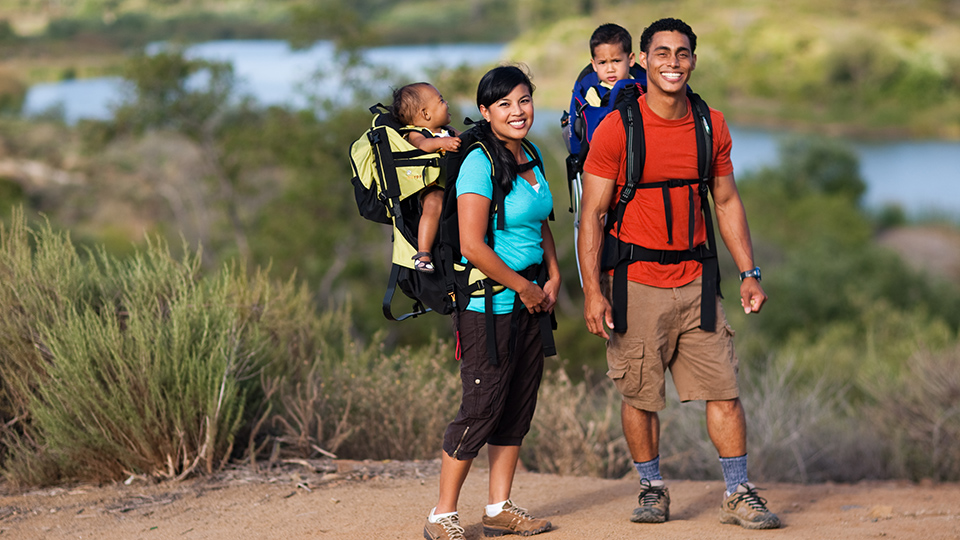 Family hiking on Carlsbad trail