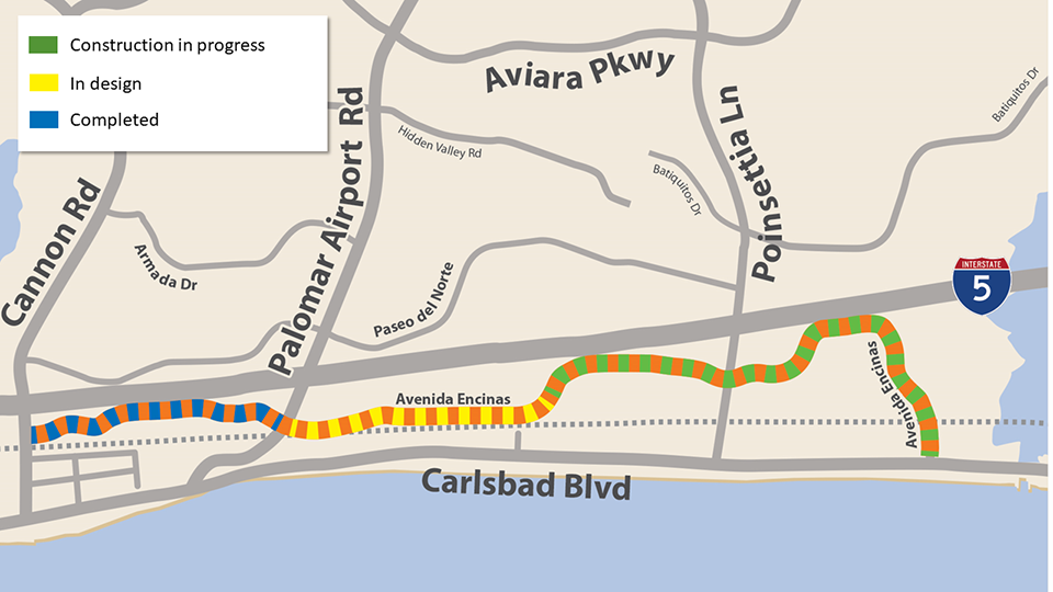 Phases construction Avenida Encinas map