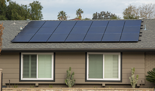 Home with solar panels