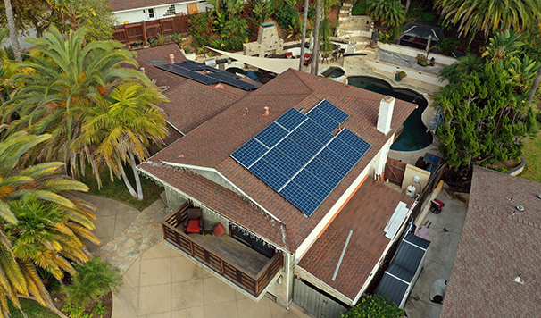 Home with solar panels