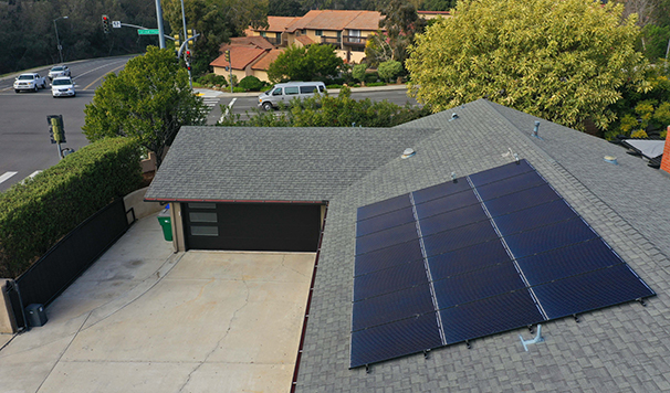 Home with solar panels