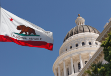 california state capital building and flag