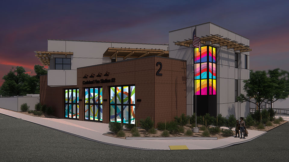 Fire station 2 rendering Corner-Twilight