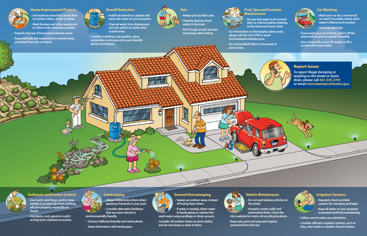 Preventing storm drain pollution graphic